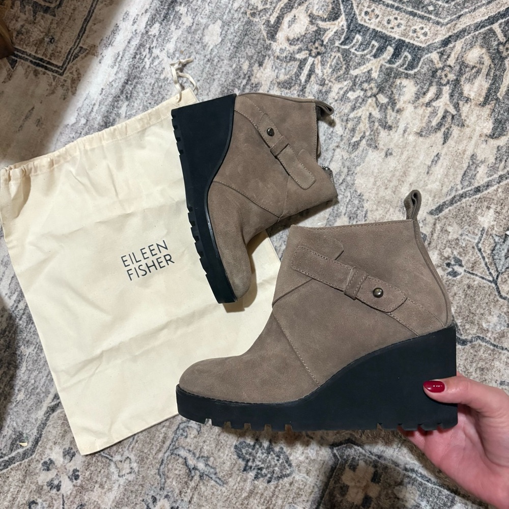 Eileen Fisher tinker mongoose wedge ankle boots size 6.5